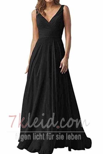 Abendkleid Chiffon Rücken Schnürung V-Ausschnitt Natürliche Taille - Seite 4