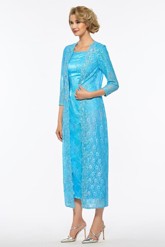 Durchsichtige Ärmel Formell Spitzen-Overlay A-Linie Mittelgröße Brautmutterkleid - Seite 3