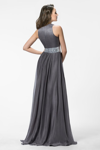 Ärmellos Lange Juwel A-Linie Kristall Chiffon Ballkleid - Seite 2