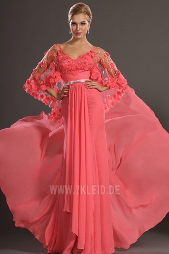 Chiffon V-Ausschnitt Meerjungfrau Bodenlang Strand Ballkleid - Seite 2