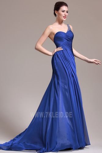 edel Midnight Blue schlank Sommer Bördeln Meerjungfrau Abendkleid - Seite 4