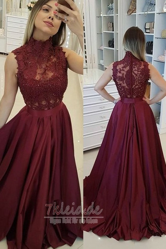 Hoher Kragen Das ewige Applike Spitzen-Overlay Ärmellos Lange Ballkleid - Seite 1