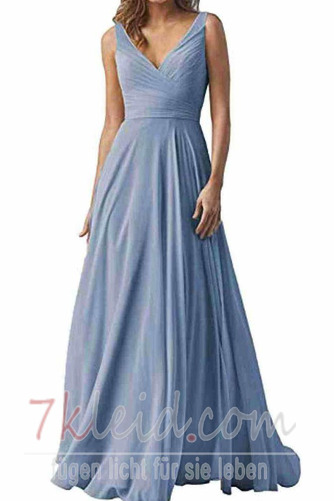 Abendkleid Chiffon Rücken Schnürung V-Ausschnitt Natürliche Taille - Seite 1