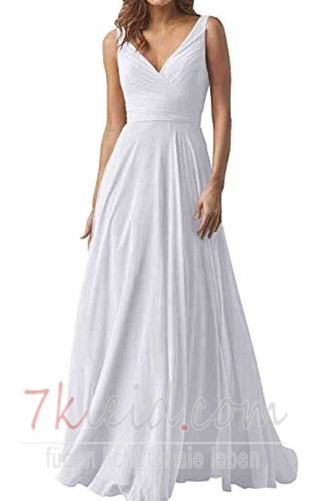 Abendkleid Chiffon Rücken Schnürung V-Ausschnitt Natürliche Taille - Seite 3