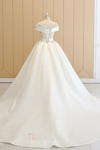 Bateau Applike Spitzen-Overlay Natürliche Taille A-Linie Brautkleid - Seite 2