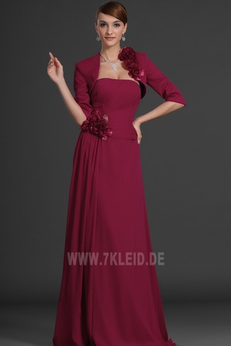 Trägerlos Chiffon sieben Ärmellänge Natürliche Taille Brautmutterkleid - Seite 3