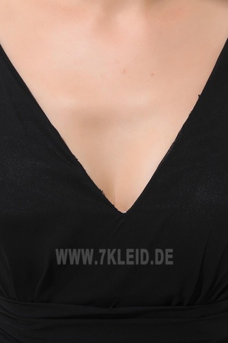 Mittelgröße Knielang Schwarz Reißverschluss Gerüscht A-Linie Brautjungfernkleid - Seite 6