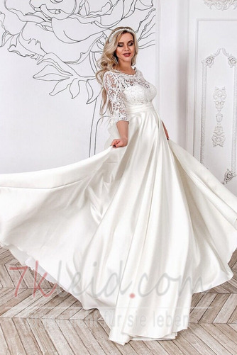 Brautkleid Applike 3/4 Länge Ärmel Empire Satin Schwangere Rücken Schnürung - Seite 2