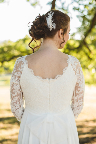 Brautkleid Reißverschluss Strand Schaufel Spitze Bodenlang Durchsichtige Ärmel - Seite 4