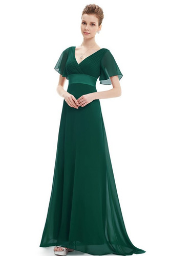 Lockere Ärmel Kurze Ärmel Gerüscht Reißverschluss Chiffon Abendkleid - Seite 10