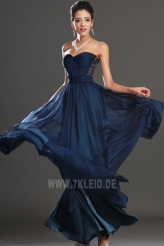 Dunkelblau Chiffon Halle Bodenlang Empire edel Abendkleid - Seite 3