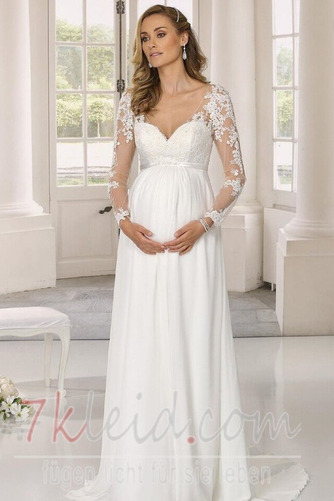 Brautkleid Herbst Luxus Empire Taille Empire Durchsichtige Ärmel - Seite 1