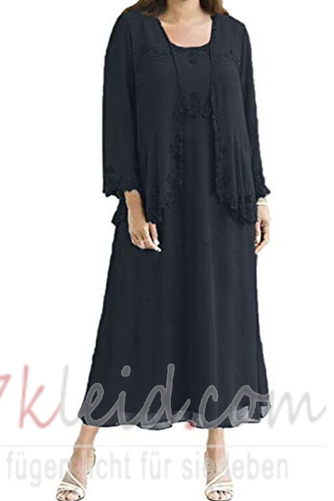 Brautmutterkleid Übergröße Quadrat Winter Wadenlang Chiffon Hoch Überdachte - Seite 3