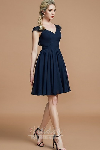 V-Ausschnitt Natürliche Taille Luxus Ärmellos Chiffon A-Linie Brautjungfernkleid - Seite 6