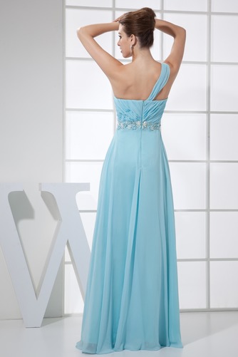 Asymmetrische Ärmel Bodenlang Reißverschluss Elegant Empire Taille Ballkleid - Seite 2