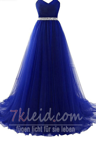 Ballkleid Tüll Perlengürtel Natürliche Taille Gerüscht Rücken Schnürung - Seite 8