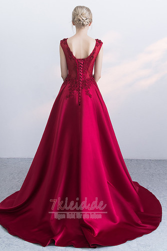 Spitzen-Overlay Rücken Schnürung Lange Drapierung Elegant Satin Abendkleid - Seite 2