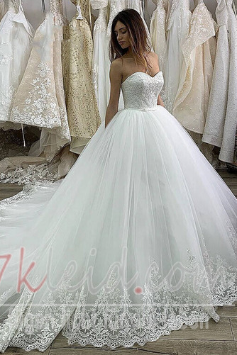 Brautkleid Rückenfrei Umgedrehtes Dreieck Natürliche Taille Sweep Zug - Seite 1