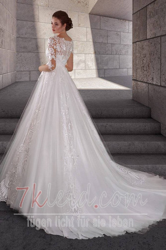 Brautkleid Empire Tüll Empire Taille Rücken Schnürung V-Ausschnitt - Seite 4