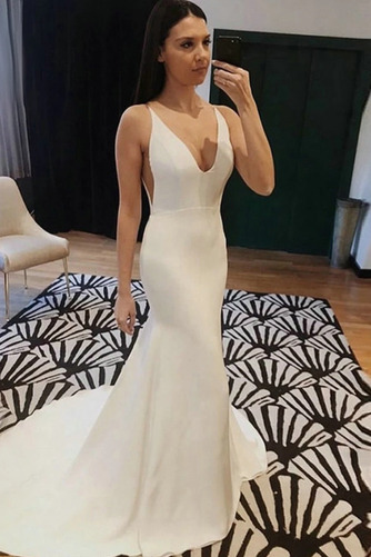 Brautkleid Strand Lange Ärmellos Rückenfrei Natürliche Taille - Seite 1