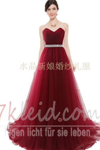Ballkleid Tüll Perlengürtel Natürliche Taille Gerüscht Rücken Schnürung - Seite 5