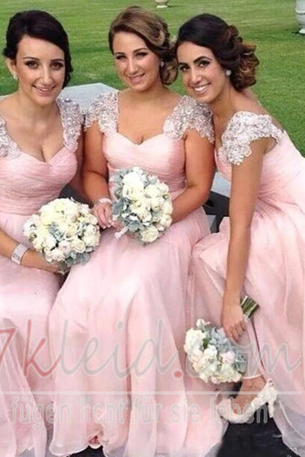 Reißverschluss Elegant Mittelgröße Kurze Ärmel Chiffon Brautjungfernkleid - Seite 3