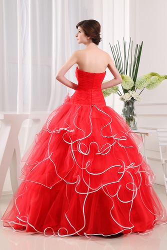 Organza Ärmellos Bodenlang Trägerlos Elegant Rückenfrei Ballkleid - Seite 2