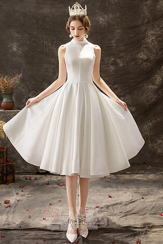 Brautkleid Frühling Hoher Kragen Durchsichtige Rücken Swing Elegant - Seite 1