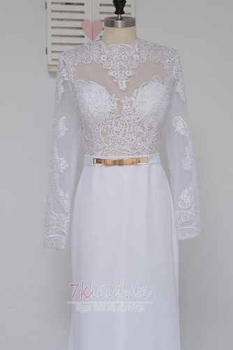 Lange Ärmel Herbst Porträt Natürliche Taille Applike Brautkleid - Seite 6