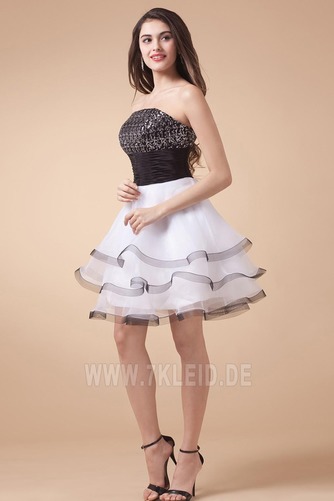 Ärmellos Weiß Prinzessin Kurz Petite Typ Reißverschluss Abendkleid - Seite 2