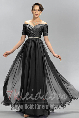 Falte Mieder Natürliche Taille edel Kurze Ärmel Chiffon Abendkleid - Seite 6