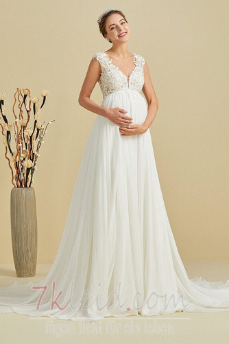 Brautkleid Empire Strand Sommer Elegant Ärmellos Drapierung - Seite 1