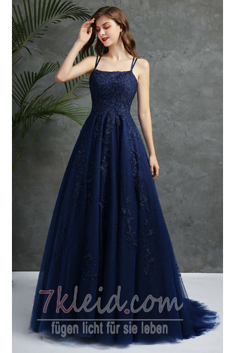 Abendkleid A-Linie Natürliche Taille Spitze Elegant Winter Spaghettiträger - Seite 11