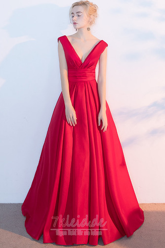 Natürliche Taille Elegant A-Linie V-Ausschnitt Plissiert Abendkleid - Seite 3