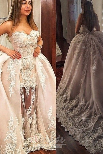 Brautkleid Natürliche Taille im Freien Spitze Ärmellos Rückenfrei - Seite 1