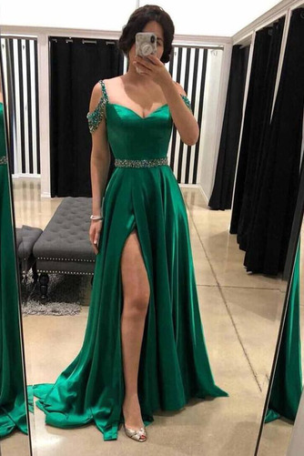 Abendkleid Sexy Natürliche Taille Ärmellos Perlengürtel Birneförmig - Seite 1