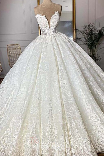 Brautkleid Trägerlos Natürliche Taille Bodenlang Formell Umgedrehtes Dreieck - Seite 1