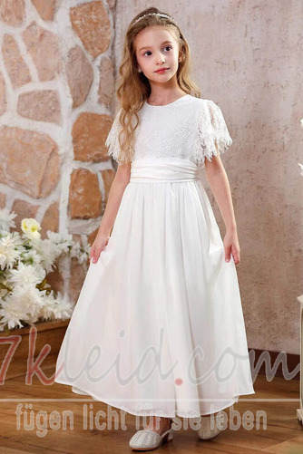 Blumenmädchenkleid Juwel Lockere Ärmel Frühling Knöchellang Natürliche Taille - Seite 1