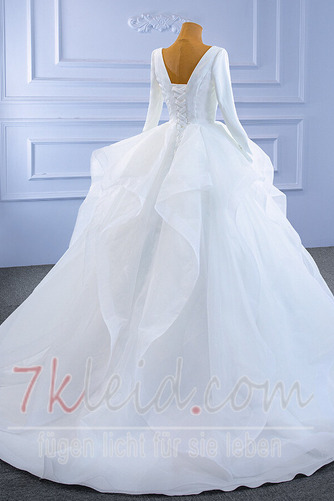 Brautkleid Formell Sommer Sweep Zug Jahr 2023 Satin Lange Ärmel - Seite 4
