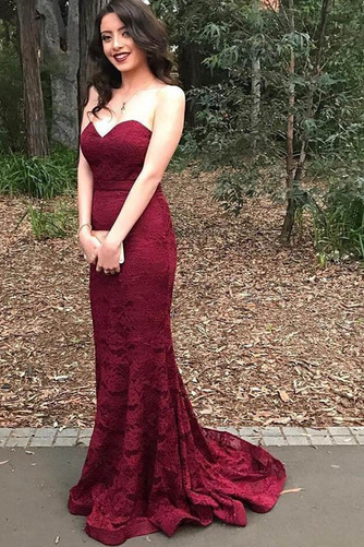 Abendkleid Lange Natürliche Taille Herz-Ausschnitt Spitze Elegant - Seite 1