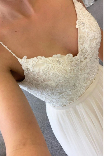 Brautkleid Rückenfrei Spitzen-Overlay Strand edel Tüll V-Ausschnitt - Seite 3