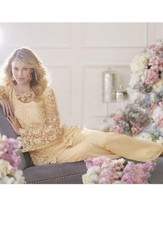 Hoch Überdachte Chiffon Knöchellang Juwel Lockere Ärmel Hosenanzug Kleid - Seite 2