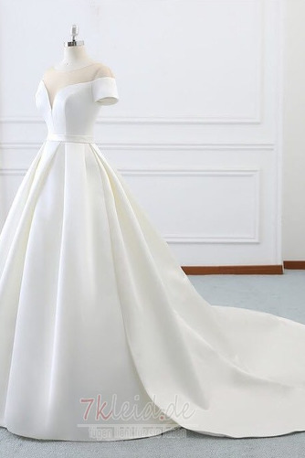Tiefer V-Ausschnitt Rücken Schnürung Drapierung Bateau Formell Brautkleid - Seite 2