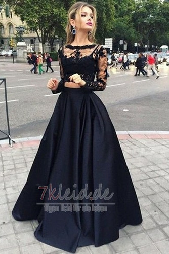 Reißverschluss Lange Ärmel Spitzen-Overlay Sweep Zug Ballkleid - Seite 1