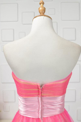 Ärmellos Bördeln Natürliche Taille A-Linie Trägerlos Ballkleid - Seite 4