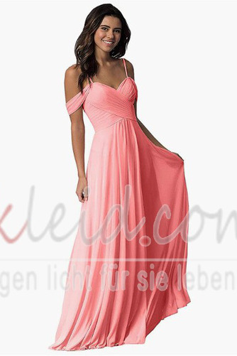 Abendkleid Chiffon A-Linie Schlicht Schulterfrei Tiefer V-Ausschnitt - Seite 13