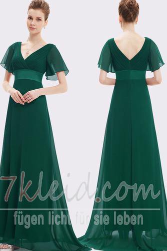 Brautjungfernkleid Herbst Kurze Ärmel Natürliche Taille Schlicht Chiffon - Seite 3