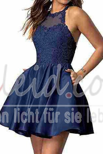 Cocktailkleid Satin Ärmellos A-Linie Natürliche Taille Juwel Umgedrehtes Dreieck - Seite 11