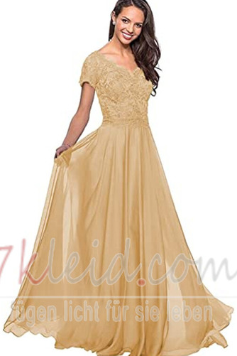 Abendkleid Chiffon Kurze Ärmel Schick Umgedrehtes Dreieck V-Ausschnitt - Seite 3