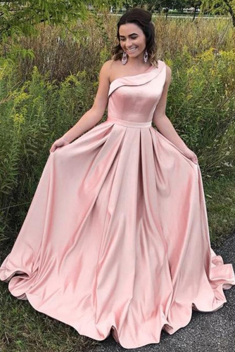 Ballkleid Lange Ein Schulter Drapierung Elegant A-Linie Natürliche Taille - Seite 1